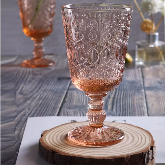 Heißer Verkauf 6PCS Geprägte Glas Becher Set Gravierte Glas Tasse für Wein Wasser Trinken Angepasst