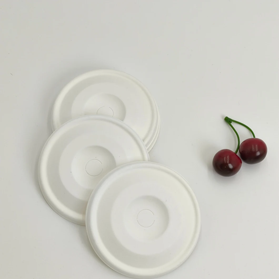 80mm 90mm Biodegradable Compostable Sugarcane Pulp Bagasse Paper to Go Packaging Coffee Cup Lid