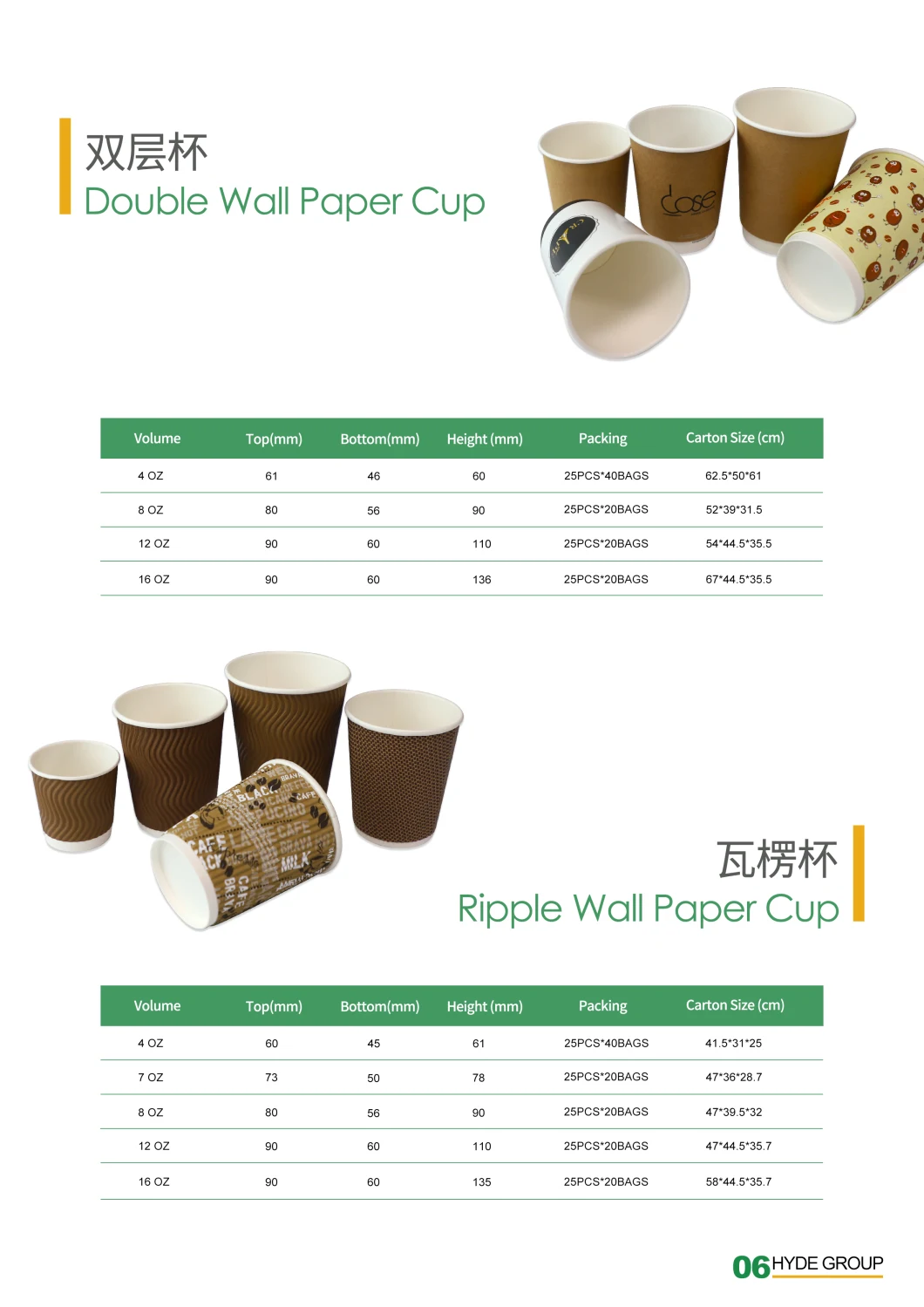 Simple Color Printed Embossed Paper Cup with PE PLA Coatings Water Based Coffee Hot Cups