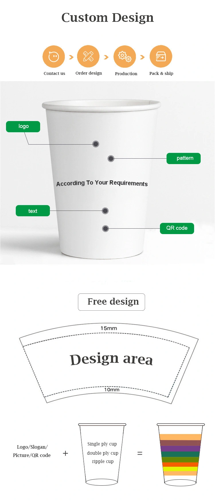 2022 Juice Paper Cup Custom Printing 12oz Cold Drink Cup with Lid Custom Logo Printed Disposable Paper Coffee Cup