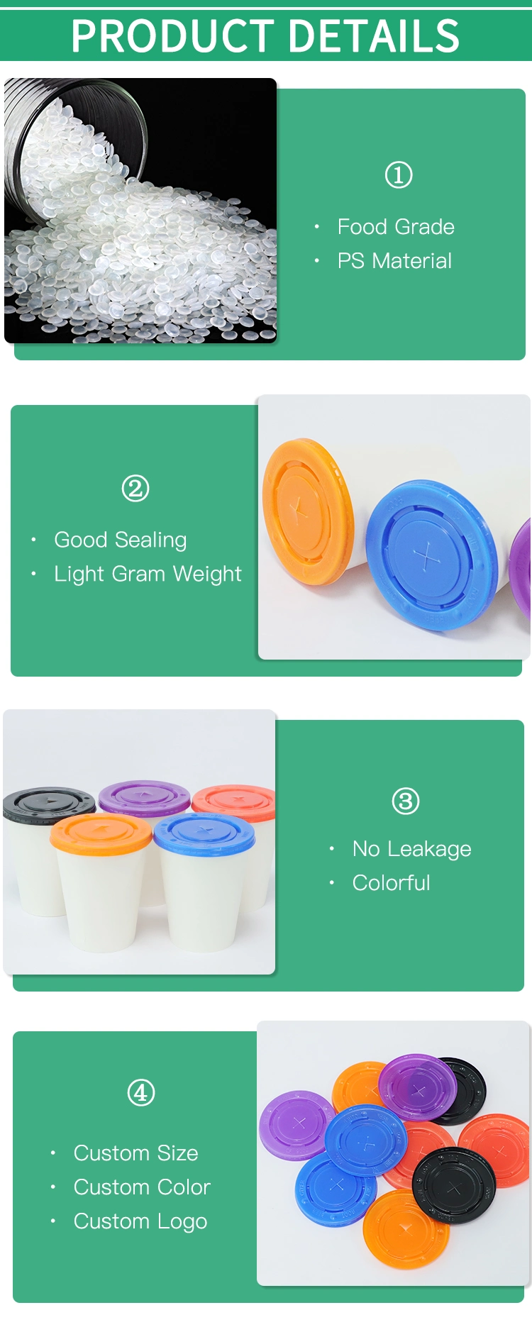Take Away Cold Drink Disposable Coffee PS Cover Lid for Cup