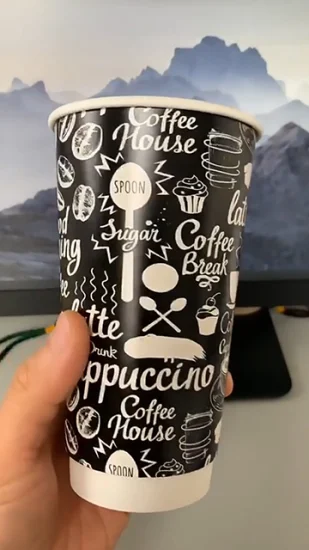 Doppelwandiger, einwandiger, welliger Einweg-Pappbecher für heißen Kaffee mit individuell bedrucktem Logo für Kaffee, heiße und kalte Getränke