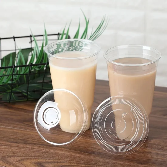 Umweltfreundliche, 100 % biologisch abbaubare, kompostierbare PLA-Maisstärke, durchsichtige Einweg-Kunststoff-Smoothie-Kaffee-Kalttrinkbecher im Großhandel