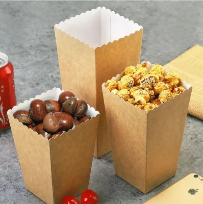Einweg-Papiertüten aus Kraftpapier in Lebensmittelqualität, Partygeschenke, Snack-Popcorn-Boxen, Popcorn-Eimer