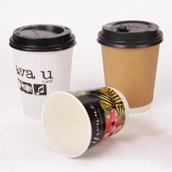 Individuell mit Logo bedruckte, doppelwandige, isolierte, kompostierbare Papierkaffeetassen für Heißgetränke
