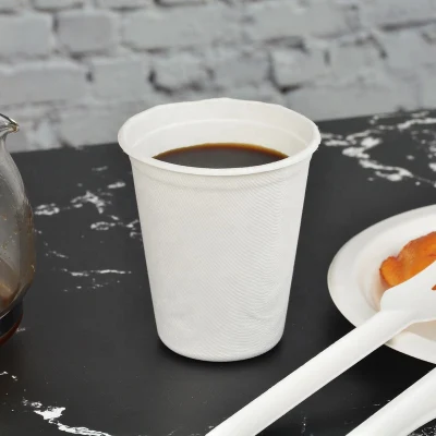 Kompostierbare Einweg-Einzel-Doppelwand-Kaffee-Pappbecher aus kundenspezifischem Zuckerrohr-Zellstoff, Verpackungsbecher, Bagasse-Kaffeetasse