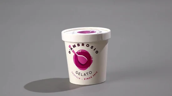 Günstiger Preis-Pappbecher für Eis mit Logo-bedrucktem Suppenschüssel-Eiscreme-Pappbecher