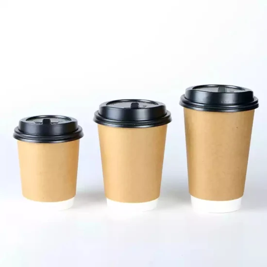 Einzigartiger Vintage-Druck, kompostierbare, umweltfreundliche Einweg-Kaffeetassen aus doppelwandigem Papier mit individuell bedrucktem Logo im Großhandel